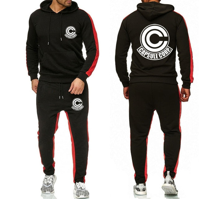 Dragon Capsule Tracksuit Saiyan Style Hoodie and Joggers Black - Superhero Gym Gear