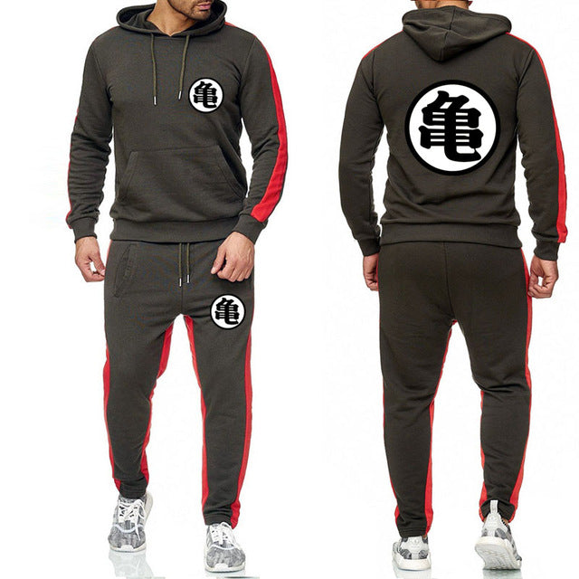 Dragon Tracksuit Saiyan Style Hoodie and Joggers Dark Grey - Superhero Gym Gear