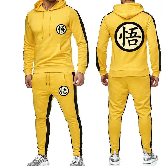 Dragon Warrior Tracksuit Saiyan Style Hoodie and Joggers Yellow - Superhero Gym Gear