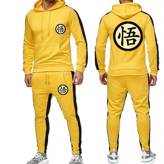 Dragon Warrior Tracksuit Saiyan Style Hoodie and Joggers Yellow - Superhero Gym Gear