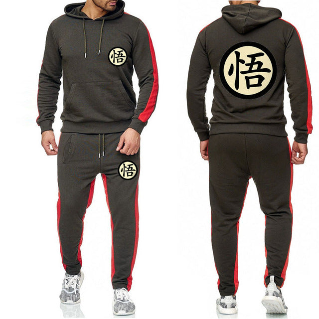 Dragon Warrior Tracksuit Saiyan Style Hoodie and Joggers Dark Grey - Superhero Gym Gear