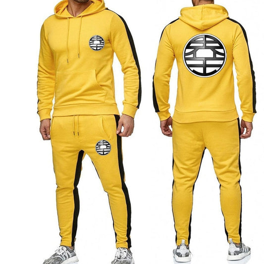 Dragon King Tracksuit Saiyan Style Hoodie and Joggers Yellow - Superhero Gym Gear